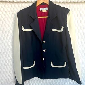 Vintage Saks Fifth Avenue Blazer Womens Navy White Retroglam Business-formal 4